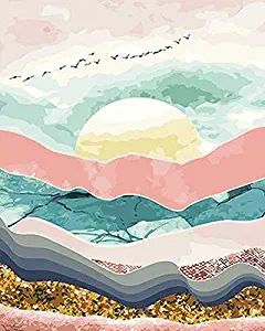 DIY Paint by Numbers Kit for Adults - Scandinavian Style Pink | Paint by Number Kit On Canvas for Beginners | Home Wall Decor | Pre-Printed Art-Quality Canvas 20” x 16”, 3 Brushes, 24 Acrylic Paints