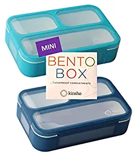 MINI Bento-Box Lunch and Snack Boxes Set of 2 | Small Portion Containers For Kids Boys Girls Toddlers | BPA Free | Navy & Blue