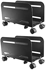 Mount Plus MP-CPB-4 2 Pack Black Computer Tower Desktop ATX-Case, CPU Steel Rolling Stand, Adjustable Mobile Cart Holder with Locking Caster Wheels (2 Pack Cart)
