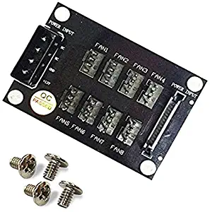 4-Pin or SATA 15-Pin to 8X 4-Pin Fan Splitter Hub, Power from One 4-Pin