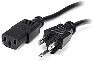 StarTech.com 15 ft Standard Computer Power Cord (NEMA 5-15 to IEC 60320 C13) -18 AWG Replacement AC Power Cable for PC or Monitor - 125V @ 10A (PXT10115)