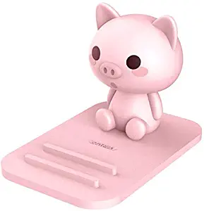 Cute Cell Phone Stand, Lovely Animal Desktop Mobile Phone Holder Creative Cartoon Tablet Office Decor Desk Stand Mounts Adjustable Smartphone Dock for iPhone Samsung, All Phones, for Apple iPad, Pig
