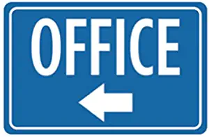 Office Print Blue White Notice Left Arrow Business Large Sign, 12x18