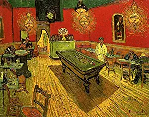 Wieco Art The Night Cafe in the Place Lamartine in Arles Classic Canvas Prints Wall Art by Van Gogh Famous Abstract Oil Paintings Reproduction Framed Artwork Picture for Kitchen Home Office Decoration