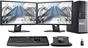 Dell Optiplex 9020, Intel i5, 8GB RAM, 250GB SSD HDD, Dual (2) 24" FHD Monitors, WiFi, Windows 10 Pro (Renewed)