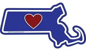 Massachusetts Sticker State Shaped Decal Vinyl Heart Apply To Water Bottle Laptop Cooler Car Truck Bumper Tumbler 617 508 Roots