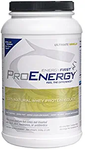 ProEnergy Vanilla Whey Protein Isolate Powder | 100% Natural | Grass Fed Protein | Non-GMO | Undenatured | Low Carb | Meal Replacement, for Pre/Post Workout, 2 lb. Jar by EnergyFirst