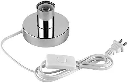 Polished Metal Desktop Lamp Base Ceramic Base Holder 6 ft Cord On/off Switch Plug E26/e27 Screw Base Ideal for CFL Lamp,table lamp，Himalayan Salt Lamp Cords, (On-Off Switch)