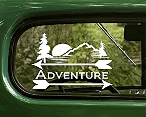 2 Adventure Outdoor Nature Decal Stickers White for Window Car Truck Laptop Bumper Rv