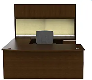 Cherryman Verde Collection 72â€ Bowfront U Desk Office Suite with 72" Bowfront Desk, 47.25" Bridge, 72" Credenza, Box/Box/File Pedestal, File/File Pedestal, 72" 4 Wood Door Storage Hutch - VL-678N