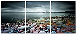 Canvas Wall Art Lake Beach Colorful Stones Oversize 20