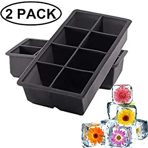 YD YD XINHUA Large Square Ice Cube Trays 2-Inch Large Size Silicone Ice Mold Trays Flexible 8 Cavity Ice Maker For Whiskey & Cocktails, Keep Drinks Chilled - Reusable and BPA Free (2 pack)