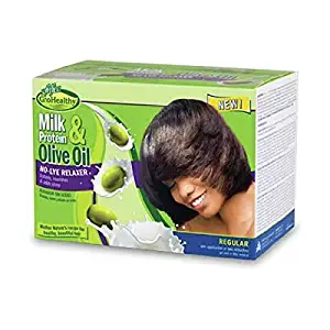 Milk Protein & Olive Oil No-Lye Hair Relaxer Regular Strength Kit - Conditions, Strengthens, Smooths, and Relaxes Thin to Medium Hair Gently with Olive Oil - Sofn’Free GroHealthy - Single