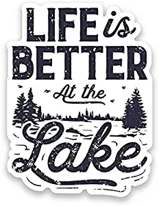 More Shiz Life is Better at The Lake Trees Vinyl Decal Sticker - Car Truck Van SUV Window Wall Cup Laptop - One 5 Inch Decal - MKS1205