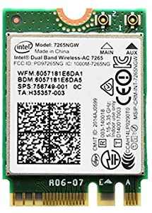 Intel Dual Band Wireless-AC 7265 802.11ac, Dual Band, 2x2 Wi-Fi + Bluetooth 4.0 - (7265NGW)