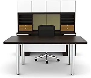 Cherryman Verde Collection 72â€ Office Suite with 72" Rectangular Table Desk, 72" Kneespace Credenza, 2 - File/File Pedestals, 72" 4 Glass Door Storage Hutch - VL-749N