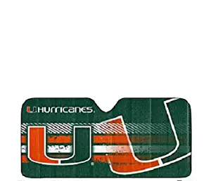 Team ProMark NCAA Miami Hurricanes Deluxe Universal Fit Auto Windshield Sun Shade