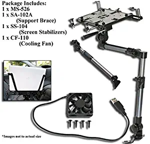 Mobotron MS-526 Heavy-Duty Laptop Mount + Screen Stabilizer+ Cooling Fan+ Supporting Brace