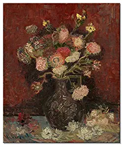 Wieco Art Vase with Chinese Asters and Gladioli Large Canvas Prints Wall Art by Van Gogh Famous Oil Paintings Reproduction Modern Abstract HD Flowers Artwork Pictures for Living Room Home Office Decor