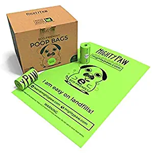 Mighty Paw Eco-Friendly Poop Bags, Lavender-Scented Dog Waste Pick-up Bags, Extra-Thick (0.6 mil) Doggie Bags, Large Bags 9" x 13" for Pets, Bags are Earth Friendly Biodegradable