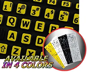 English US Large Lettering Keyboard Sticker (Upper CASE) Yellow Background for Desktop, Laptop and Notebook (Manufactured 4Keyboard)