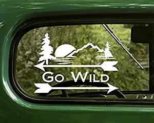 2 Go Wild White Wilderness Nature Decal Sticker for Window Car Truck Jeep Laptop Bumper Rv