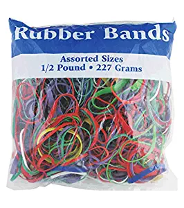 BAZIC 465 Multicolor Rubber Bands for School, Home, or Office (Assorted Dimensions 227g/0.5 lbs)