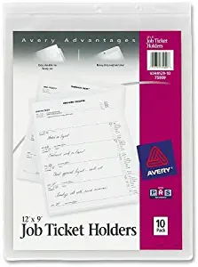 Avery Job Ticket Holders, Heavy Gauge Vinyl, 9 x 12 Inches, 10 per Pack (75009),Clear