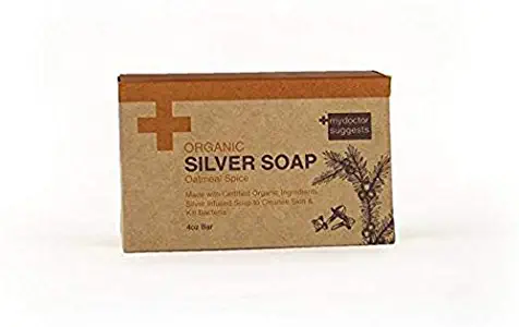 Organic Exfoliating Silver Soap with Certified Organic Ingredients. Silver Infused Soap to Cleanse Skin Naturally. Made with Real Oatmeal 4oz Bar