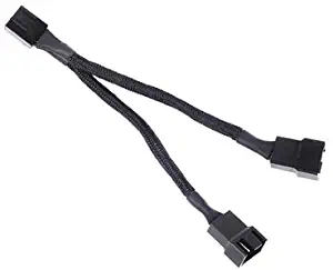 SilverStone Technology All Black Sleeved 1-to-2 Sleeved PWM Fan Splitter Cable (CPF01)