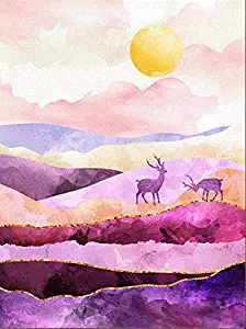 DIY Paint by Numbers Kit for Adults - Scandinavian Style Purple | Paint by Number Kit On Canvas for Beginners | Home Wall Decor | Pre-Printed Art-Quality Canvas 20” x 16”, 3 Brushes, 24 Acrylic Paints
