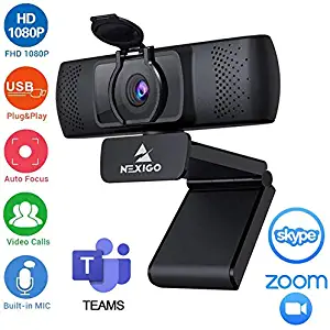 2020 1080P Streaming Business Webcam with Microphone & Privacy Cover, AutoFocus, NexiGo HD USB Web Camera, for Zoom Meeting YouTube Skype FaceTime Hangouts, PC Mac Laptop Desktop