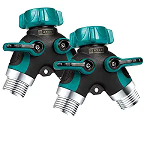 ZAYAD Y Hose Splitter 2 Way, Body Metal Garden Hose Connector with Comfortable Rubberized Grip with Outdoor Faucet, Sprinkler & Drip Irrigation Systems,Bonus Included: 6 Washers (2-Packs)