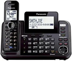 Panasonic 2-Line Cordless Phone System with 1 Handset - Answering Machine, Link2Cell, 3-Way Conference, Call Block, Long Range DECT 6.0, Bluetooth - KX-TG9541B (Black)