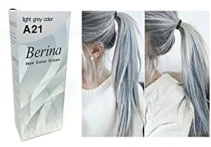 Berina A21 Light Grey Silver Permanent Hair Dye Color Cream Unisex - Punk Style