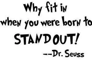 BKS-Why Fit in When You were Born to Stand Out Wall Decal Sticker | Dr Seuss Quote Decal | 7.6-Inches | Premium Quality Black Vinyl Decal