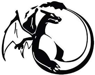 Anime CHARZARD Flying Vinyl Stickers Symbol 5.5" Decorative DIE Cut Decal for Cars Tablets LAPTOPS Skateboard - Black