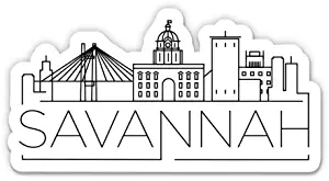 Squiddy Savannah Georgia City Skyline - Vinyl Sticker for Car, Laptop, Notebook (5" Wide)