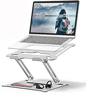 Laptop Stand, Ergonomic Aluminum Laptop Mount, Adjustable Riser with Slide-Proof Silicone and Protective Hooks Compatible with MacBook Air Pro, Tablet