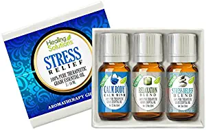 Stress Relief Blend Set 100% Pure, Best Therapeutic Grade Essential Oil Kit - 3/10mL (Calm Body/Calm Mind, Relaxation, and Stress Relief)