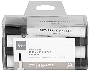 Office Depot Low-Odor Dry-Erase Markers, Chisel Point, Black, Pack of 12, BY1066-BK