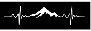 Mountain Pulse Vinyl Decal |White | Made in USA by Foxtail Decals | for Car Windows, Tablets, Laptops, Water Bottles, etc. |8.0 x 2.0 inch