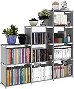 HOSTARME Bookshelf Kids 9 Cube Book Shelf Organizer Bookcase DIY for Bedroom Classroom Office (Grey)