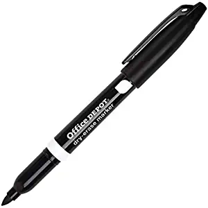 Office Depot 100% Recycled Low-Odor Dry-Erase Markers, Fine Point, Black, Pack Of 12, DE-12PKBLK