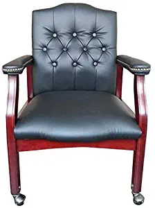 Boss Office Products Traditional Caressoft Guest Chair with Mahogany Finish in Black