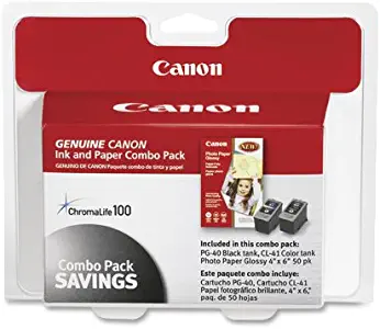 Canon PG-40/CL-41 Cartridges and Glossy Photo Paper Combo Pack