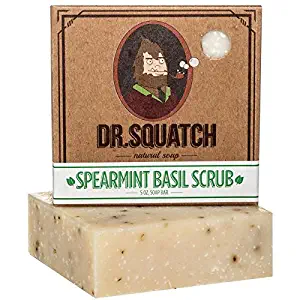 Spearmint Basil Natural Soap for Men – Minty Fresh Soap with Peppermint for a Naturally Clean Rinse – Organic Bar Handmade in USA by Dr. Squatch