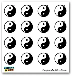 Yin and Yang Asian Chinese Symbol - Set of 16 - Window Bumper Laptop Stickers