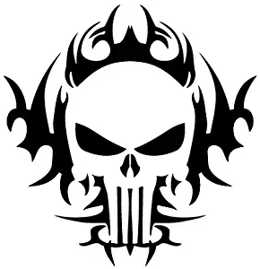 Leon Online Box Skull Punisher - Tribal Decal [Choice] Vinyl Sticker for Car, Bike, iPad, Laptop, MacBook, Helmet