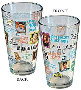 Friends Famous Classic Quotes 16oz pint glass Friends The TV Show (1 Glass Included)